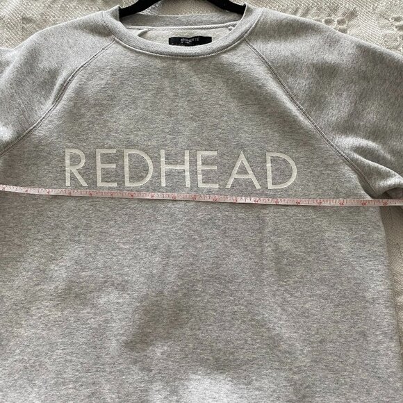 BRUNETTE GRAPHIC CREWNECK SWEATER TOP SWEATSHIRT WOMEN'S GRAY HEATHER SIZE S/M - Picture 4 of 6